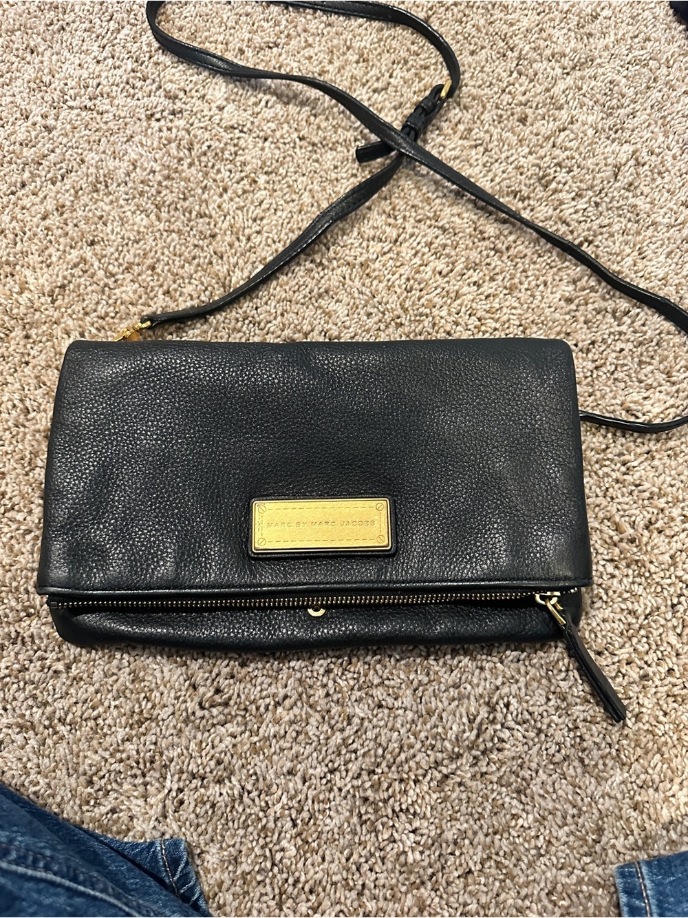Marc by Marc Jacobs Black Pebbled Leather Crossbody with Gold Plate